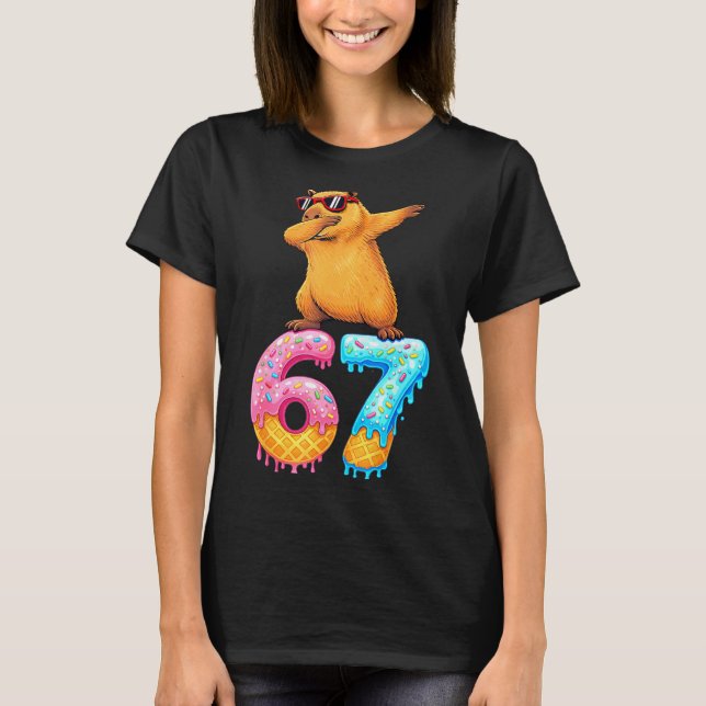 Capybara Dabbing 67 Ice Cream Drip 67 Birthday Boy T-Shirt (Front)