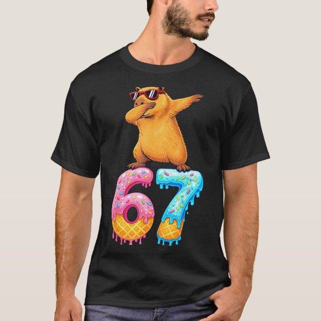 Capybara Dabbing 67 Ice Cream Drip 67 Birthday Boy T-Shirt (Front)