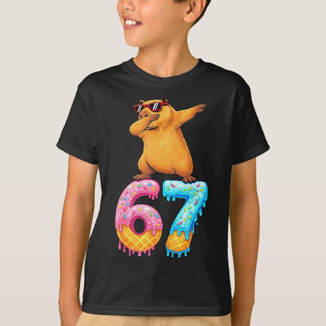 Capybara Dabbing 67 Ice Cream Drip 67 Birthday Boy T-Shirt (Front)