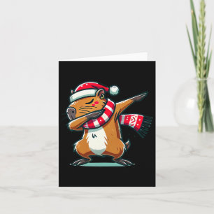 Capybara Dabbing Christmas Funny Santa Xmas  Card