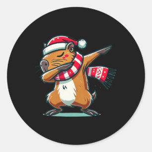 Capybara Dabbing Christmas Funny Santa Xmas Classic Round Sticker
