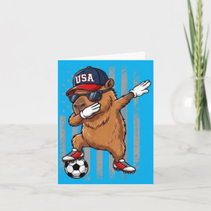 Capybara Dabbing Funny Soccer Boys Girls Kids Men Card