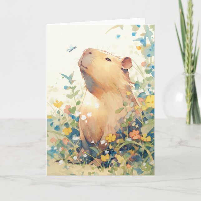 Capybara Daydream in the Meadow Card (Front)