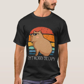 Capybara Dont Worry Be Capy Funny Rodent retro T-Shirt