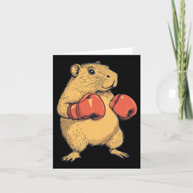 Capybara Dressed As A Boxer Funny Boxing  Card (Front)