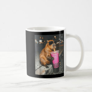 Capybara drinking iced boba tea funny animal meme coffee mug