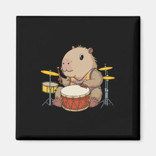 Capybara Drummer Playing Drums Rodents Funny Capyb Magnet
