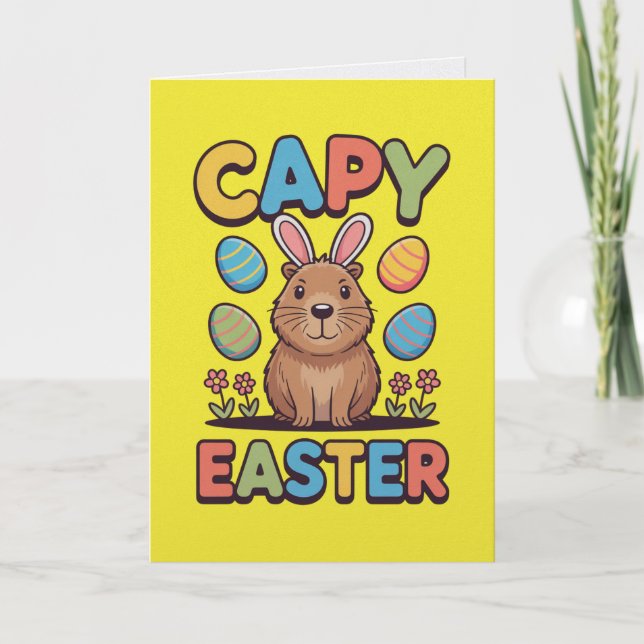 Capybara Easter Card Capybara Bunny Ear egg design (Front)