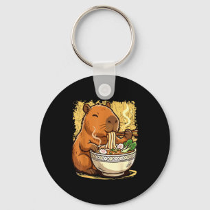 Capybara Eating Ramen Noodles Keychain