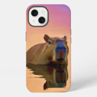 Capybara Emerging From a Tranquil Lake Art