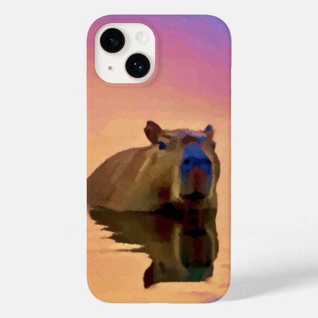 Capybara Emerging From a Tranquil Lake Case-Mate iPhone Case (Back)
