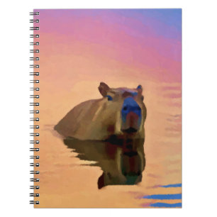 Capybara Emerging From a Tranquil Lake Notebook