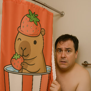 Capybara et rideau de fraise Fruits mignons