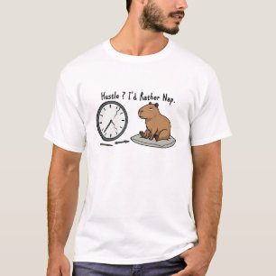 Capybara Fatigué Humour "I'd Rather Nap" T-Shirt