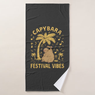 Capybara Festival Vibes Bath Towel