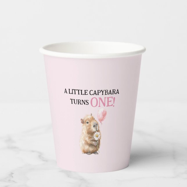Capybara First Birthday  Paper Cups (Front)