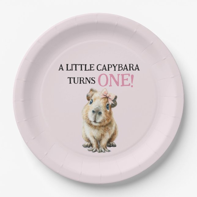 Capybara First Birthday  Paper Plate (Front)