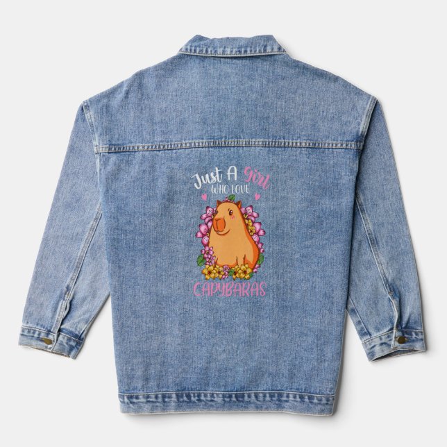 Capybara For Men Women Kids Capybara  Denim Jacket (Back)