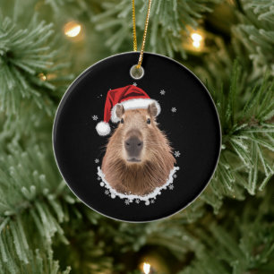 Capybara Funny Christmas  Ceramic Ornament