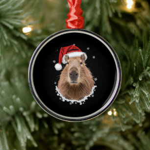 Capybara Funny Christmas  Metal Ornament