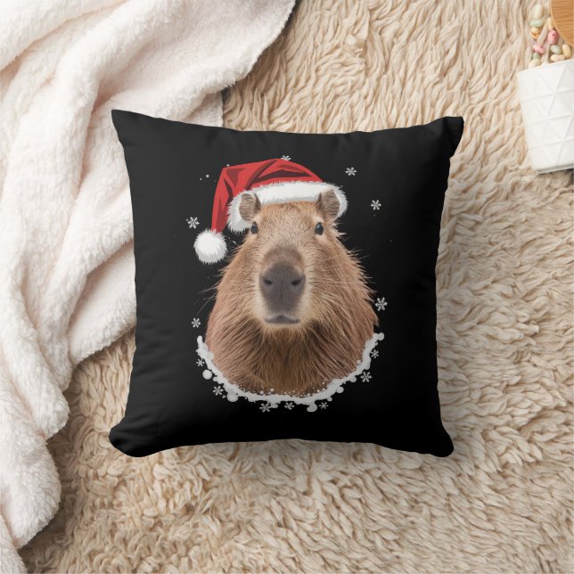 Capybara Funny Christmas  Throw Pillow (Blanket)