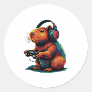 Capybara Funny Video Games Capybara Classic Round Sticker