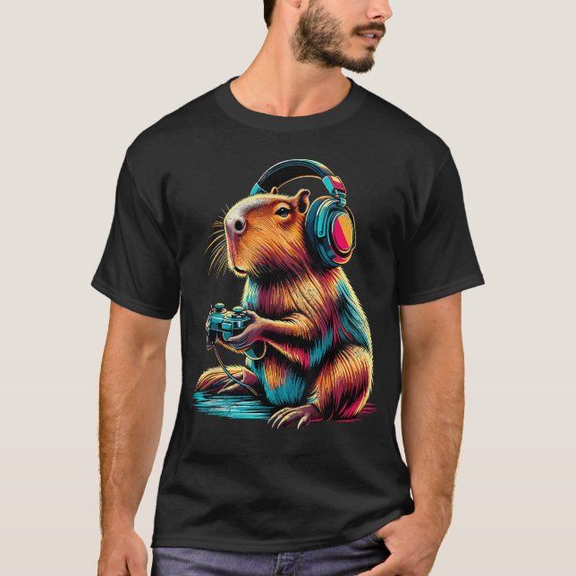 Capybara Funny Video Games T-Shirt (Front)