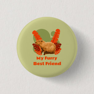 Capybara Furry Best Friend Tropical Animal 1 Inch Round Button
