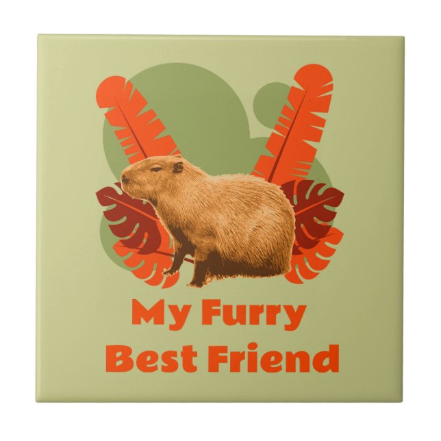 Capybara Furry Best Friend Tropical Animal Tile (Front)