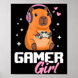 Capybara Gamer Girl Gaming  Poster