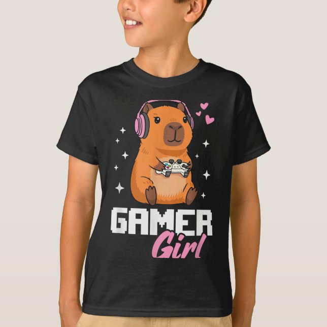 Capybara Gamer Girl Gaming  T-Shirt (Front)