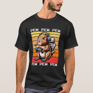 Capybara Gamer Pew Funny Video Games Vintage Boys T-Shirt