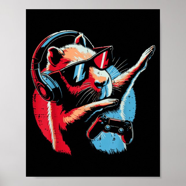 Capybara Gaming Controller Dab Gamer Capy Boys Kid Poster (Front)
