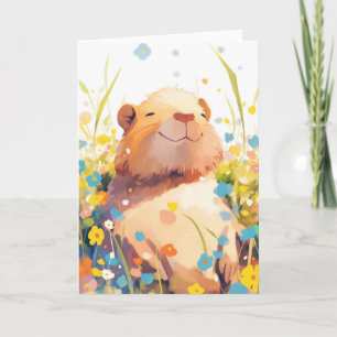 Capybara Grassy Naptime Card