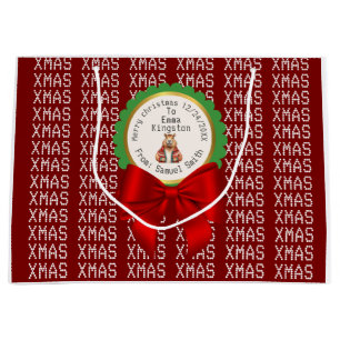 CAPYBARA green XMAS NAME EDITABLE Large Gift Bag