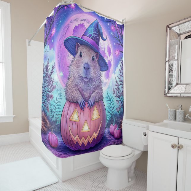 Capybara Halloween rideau de douche (En situation)