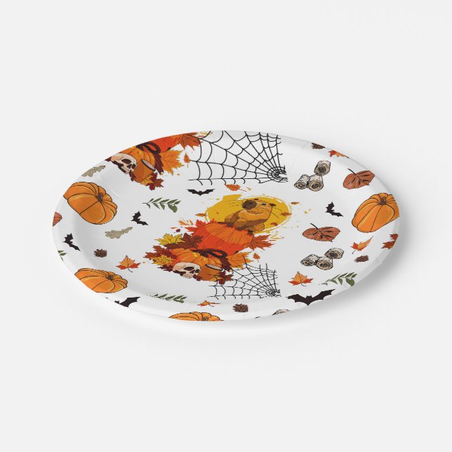 Capybara Halloween.  Witch Pumpkin.  Paper Plate (Angled)