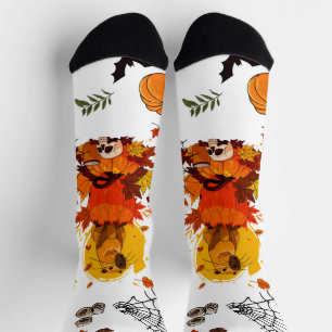Capybara Halloween.  Witch Pumpkin.  Socks