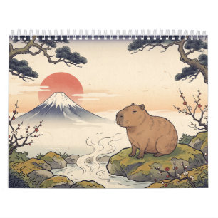 Capybara Hanafuda Japanese Woodblock Art Calendar