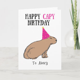 Capybara Hand-Drawn Cute Wildlife Birthday Card