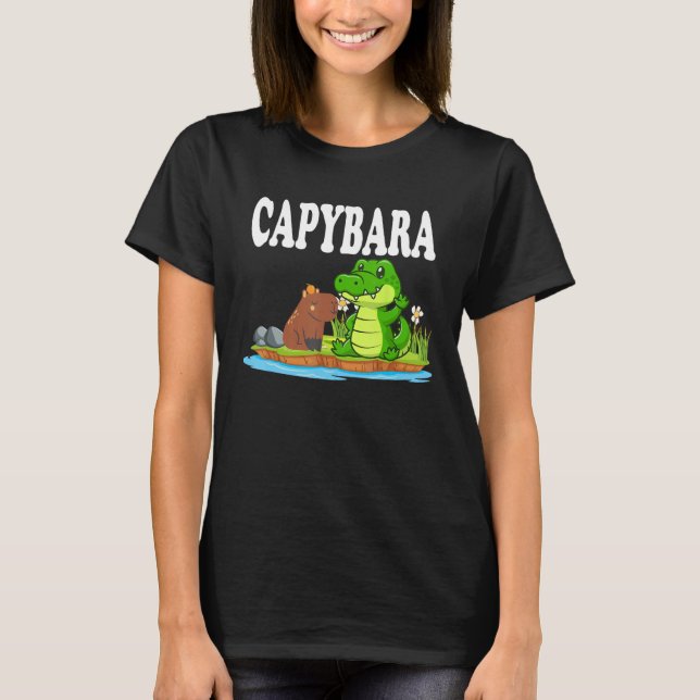 Capybara Hangs Out With Crocodile Chilling With Cr T-Shirt (Front)