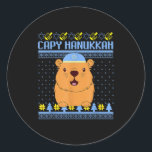 Capybara Hanukkah Capy Hanukkah Chanukah Jewish Ki Classic Round Sticker<br><div class="desc">Capybara Hanukkah Capy Hanukkah Chanukah Jewish Kids Toddler</div>