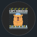 Capybara Hanukkah Capy Hanukkah Chanukah Jewish Ki Classic Round Sticker<br><div class="desc">Capybara Hanukkah Capy Hanukkah Chanukah Jewish Kids Toddler</div>