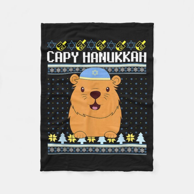 Capybara Hanukkah Capy Hanukkah Chanukah Jewish Ki Fleece Blanket (Front)