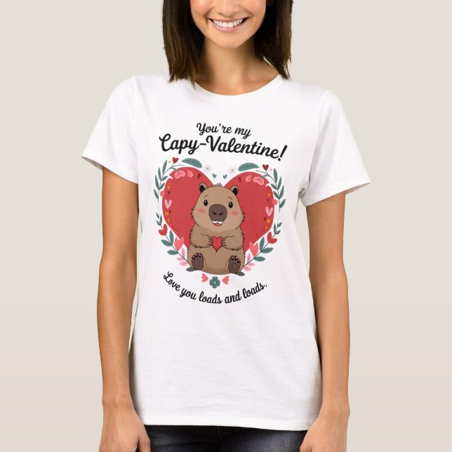 Capybara Heart Valentines Day  T-Shirt (Front)