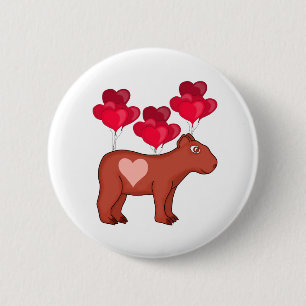 Capybara Hearts Love 2 Inch Round Button