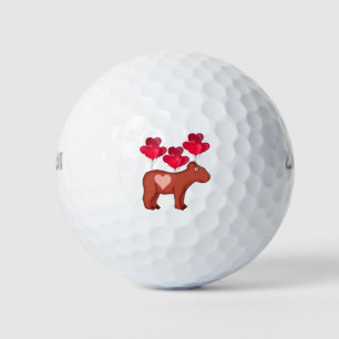 Capybara Hearts Love Golf Balls