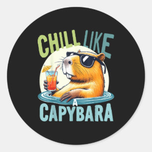 Capybara Holidays - Funny Quote Gift Zen Fashion D Classic Round Sticker