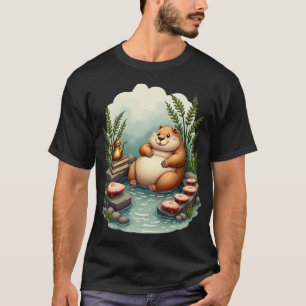 Capybara Hot Tub Cottagecore Mushroom Hot Spring P T-Shirt