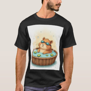 Capybara Hot Tub Relaxation Cucumber Slice Zen Spa T-Shirt